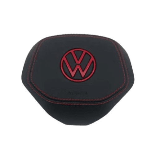 Volkswagen MK7/MK8 Steering Wheel Airbag Cover | Leather with Red Stitching & Red VW Logo